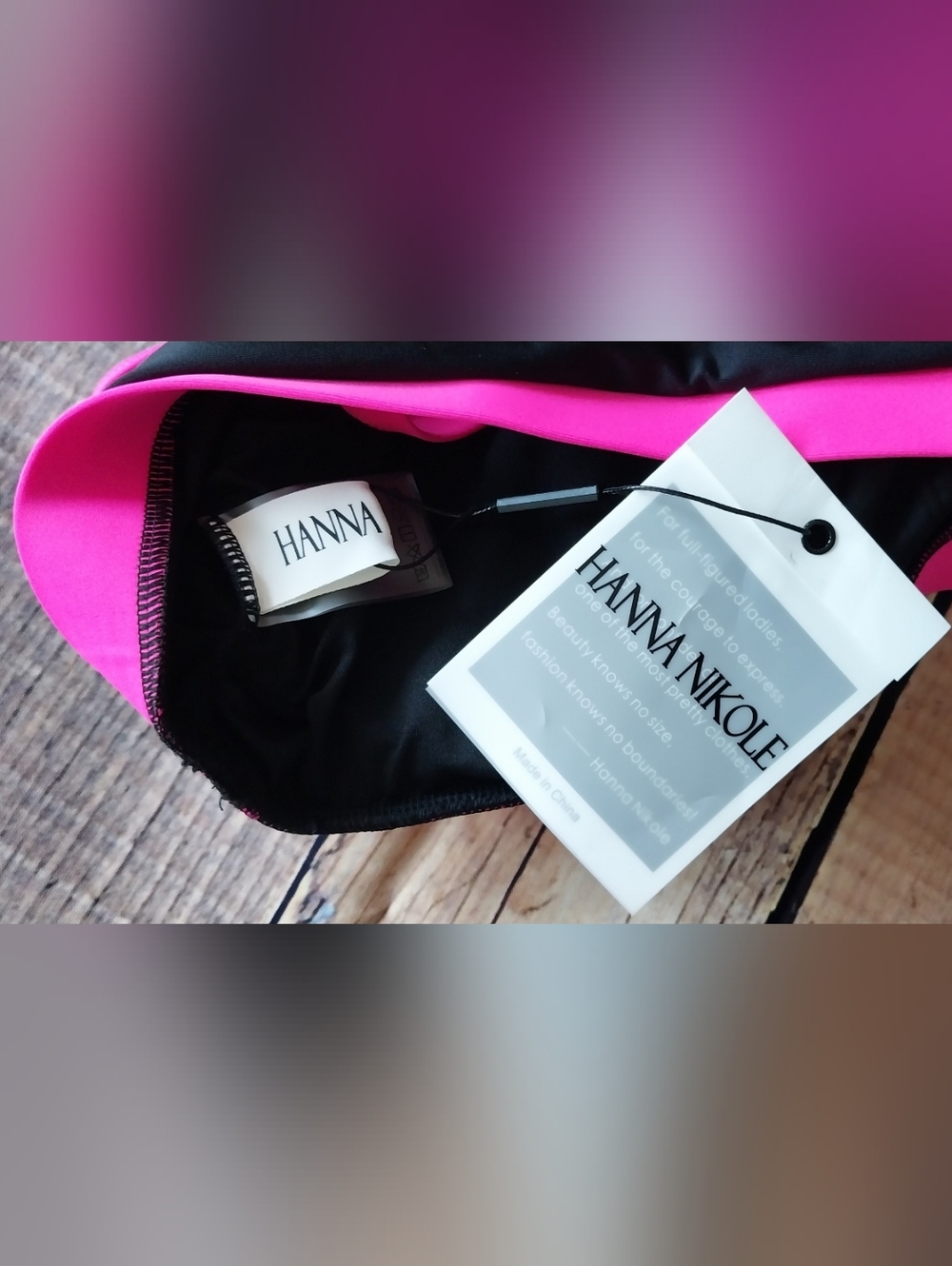 Black and Hot Pink Two-Piece Swim Set - Women - Picture 6 of 7